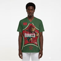 Personalized Morocco Football Atlas Lion Scrub Top Moroccan Star National Flag