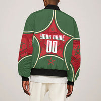 Personalized Morocco Football Atlas Lion Sleeve Zip Bomber Jacket Moroccan Star National Flag