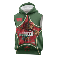 Personalized Morocco Football Atlas Lion Sleeveless Hoodie Moroccan Star National Flag