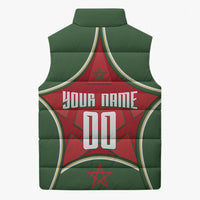 Personalized Morocco Football Atlas Lion Sleeveless Puffer Jacket Moroccan Star National Flag