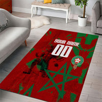 Personalized Morocco Football Area Rug Atlas Lion Grunge Star Mascot
