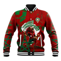 Personalized Morocco Football Baseball Jacket Atlas Lion Grunge Star Mascot