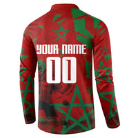 Personalized Morocco Football Button Sweatshirt Atlas Lion Grunge Star Mascot