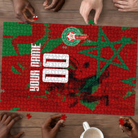 Personalized Morocco Football Puzzle Atlas Lion Grunge Star Mascot