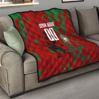 Personalized Morocco Football Quilt Atlas Lion Grunge Star Mascot