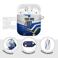 Personalized Curacao Football Marlin Mascot AirPods Case Caribbean Flag Colors Geometric Blue