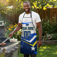 Personalized Curacao Football Marlin Mascot Apron Caribbean Flag Colors Geometric Blue