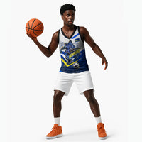 Personalized Curacao Football Marlin Mascot Basketball Jersey Caribbean Flag Colors Geometric Blue