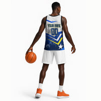 Personalized Curacao Football Marlin Mascot Basketball Jersey Caribbean Flag Colors Geometric Blue