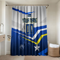 Personalized Curacao Football Marlin Mascot Bathroom Set Caribbean Flag Colors Geometric Blue