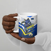 Personalized Curacao Football Marlin Mascot Ceramic Mug Caribbean Flag Colors Geometric Blue