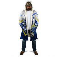 Personalized Curacao Football Marlin Mascot Cloak Caribbean Flag Colors Geometric Blue