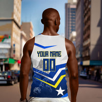 Personalized Curacao Football Marlin Mascot Men Tank Top Caribbean Flag Colors Geometric Blue