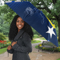Personalized Curacao Football Marlin Mascot Umbrella Caribbean Flag Colors Geometric Blue