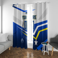 Personalized Curacao Football Marlin Mascot Window Curtain Caribbean Flag Colors Geometric Blue