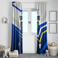 Personalized Curacao Football Marlin Mascot Window Curtain Caribbean Flag Colors Geometric Blue