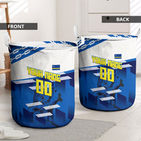 Personalized Curacao Football Laundry Basket Marlin Mascot Blue National Flag Accents
