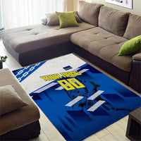 Personalized Curacao Football Area Rug Marlin Mascot Blue National Flag Accents