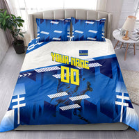 Personalized Curacao Football Bedding Set Marlin Mascot Blue National Flag Accents