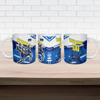 Personalized Curacao Football Ceramic Mug Marlin Mascot Blue National Flag Accents