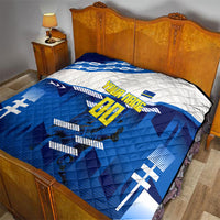 Personalized Curacao Football Quilt Marlin Mascot Blue National Flag Accents