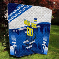 Personalized Curacao Football Quilt Marlin Mascot Blue National Flag Accents