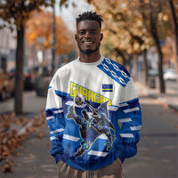 Personalized Curacao Football Sweatshirt Marlin Mascot Blue National Flag Accents