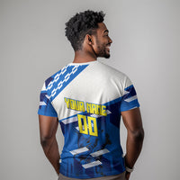 Personalized Curacao Football T shirt Marlin Mascot Blue National Flag Accents