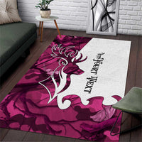 Pink Camo Customize Name Deer Hunting Area Rug Tribal Buck Silhouette - Wonder Print Shop