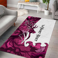 Pink Camo Customize Name Deer Hunting Area Rug Tribal Buck Silhouette - Wonder Print Shop