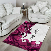 Pink Camo Customize Name Deer Hunting Area Rug Tribal Buck Silhouette - Wonder Print Shop