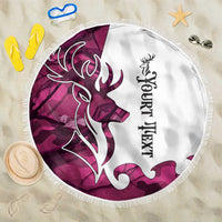Pink Camo Customize Name Deer Hunting Beach Blanket Tribal Buck Silhouette - Wonder Print Shop
