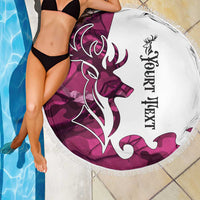 Pink Camo Customize Name Deer Hunting Beach Blanket Tribal Buck Silhouette - Wonder Print Shop