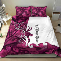 Pink Camo Customize Name Deer Hunting Bedding Set Tribal Buck Silhouette - Wonder Print Shop