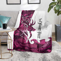 Pink Camo Customize Name Deer Hunting Blanket Tribal Buck Silhouette - Wonder Print Shop