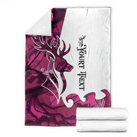 Pink Camo Customize Name Deer Hunting Blanket Tribal Buck Silhouette - Wonder Print Shop
