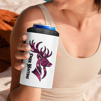 Pink Camo Customize Name Deer Hunting 4 in 1 Can Cooler Tumbler Tribal Buck Silhouette - Wonder Print Shop