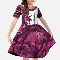 Pink Camo Customize Name Deer Hunting Family Matching Off Shoulder Maxi Dress and Hawaiian Shirt Tribal Buck Silhouette - Wonder Print Shop