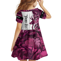 Pink Camo Customize Name Deer Hunting Family Matching Off Shoulder Maxi Dress and Hawaiian Shirt Tribal Buck Silhouette - Wonder Print Shop