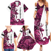 Pink Camo Customize Name Deer Hunting Family Matching Summer Maxi Dress and Hawaiian Shirt Tribal Buck Silhouette - Wonder Print Shop