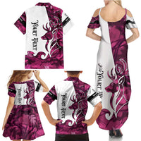Pink Camo Customize Name Deer Hunting Family Matching Summer Maxi Dress and Hawaiian Shirt Tribal Buck Silhouette - Wonder Print Shop