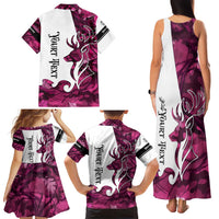 Pink Camo Customize Name Deer Hunting Family Matching Tank Maxi Dress and Hawaiian Shirt Tribal Buck Silhouette - Wonder Print Shop