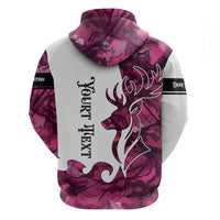 Pink Camo Customize Name Deer Hunting Hoodie Tribal Buck Silhouette - Wonder Print Shop