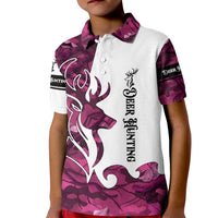 Pink Camo Customize Name Deer Hunting Kid Polo Shirt Tribal Buck Silhouette - Wonder Print Shop