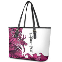 Pink Camo Customize Name Deer Hunting Leather Tote Bag Tribal Buck Silhouette - Wonder Print Shop