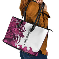 Pink Camo Customize Name Deer Hunting Leather Tote Bag Tribal Buck Silhouette - Wonder Print Shop