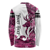 Pink Camo Customize Name Deer Hunting Long Sleeve Shirt Tribal Buck Silhouette - Wonder Print Shop