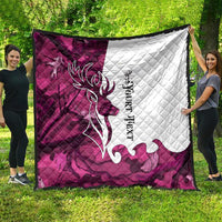 Pink Camo Customize Name Deer Hunting Quilt Tribal Buck Silhouette - Wonder Print Shop