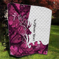 Pink Camo Customize Name Deer Hunting Quilt Tribal Buck Silhouette - Wonder Print Shop