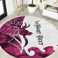 Pink Camo Customize Name Deer Hunting Round Carpet Tribal Buck Silhouette - Wonder Print Shop